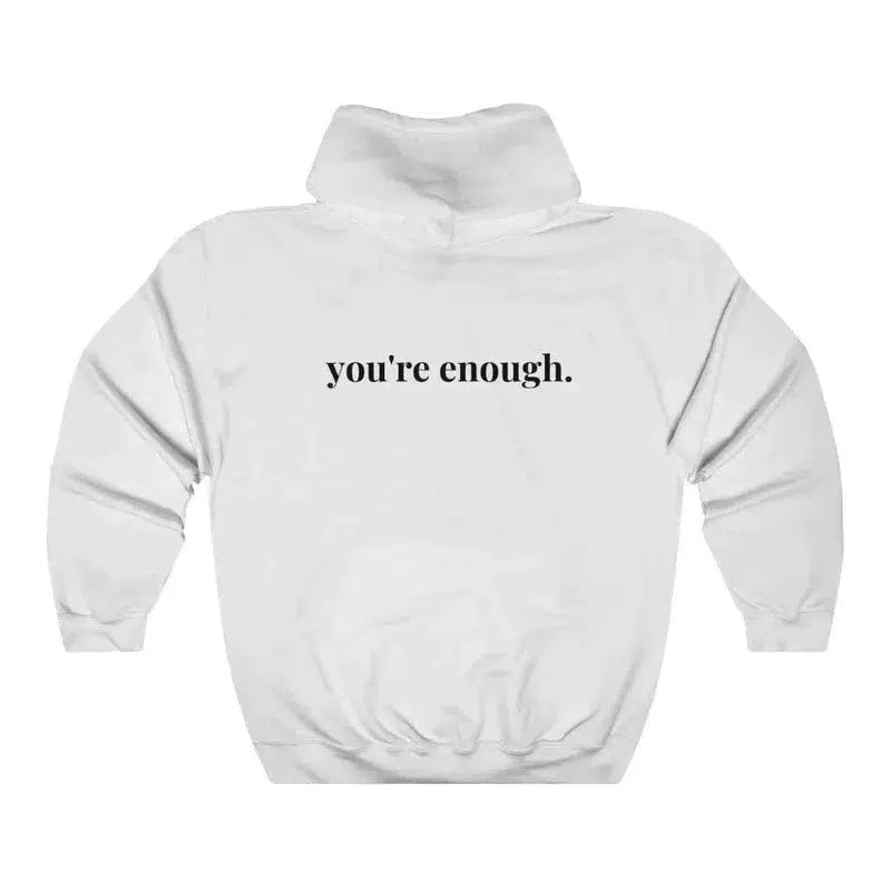 Cheky - You're Enough Printed Back Casual Hooded Pocket Sweater