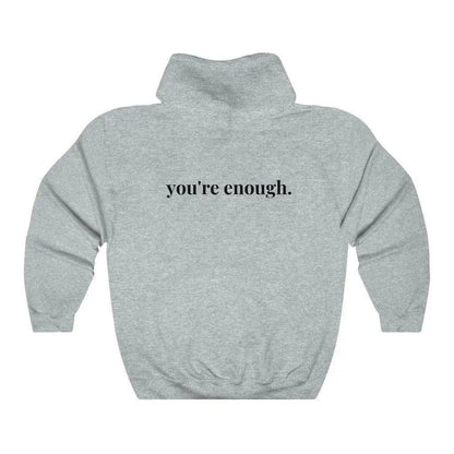 Cheky - You're Enough Printed Back Casual Hooded Pocket Sweater